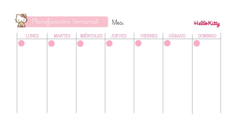 🎀 Planner Semanal Horizontal Hello Kitty | Organiza tu semana con estilo